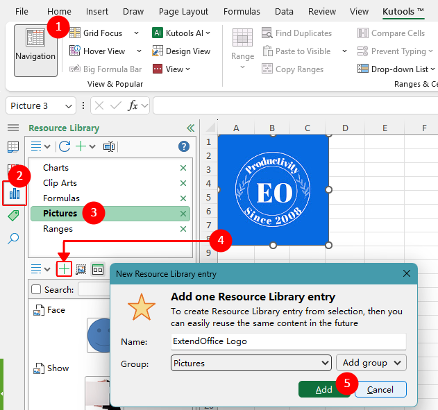 Name and save picture to Resource Library