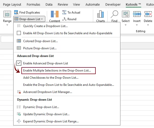 a screenshot showing how to enable kutools