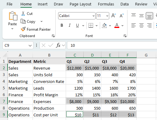 Find all cells with the same number format in Excel