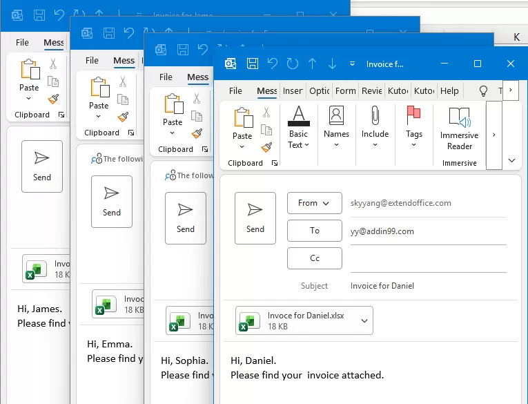 Excel VBA creates separate Outlook emails with personalized attachments