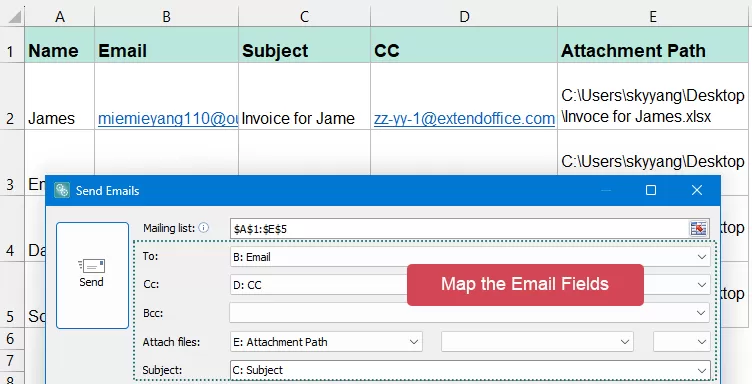 Map the Email Fields