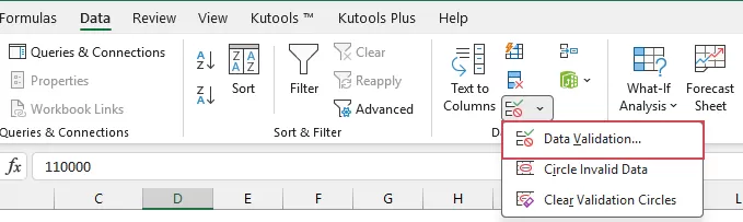 enable Data Validation 