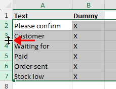 Resize pointer appears on the bottom edge of the row header in Excel