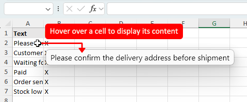 Hover View preview window appears beside a cell in Excel