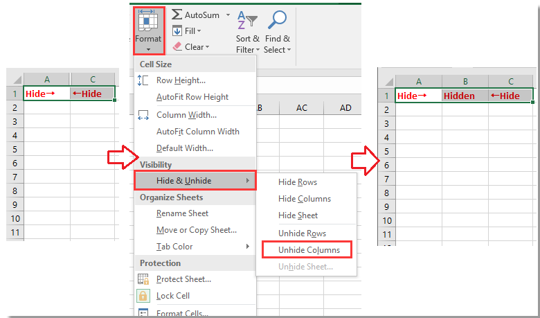 doc shown hidden first row column 1