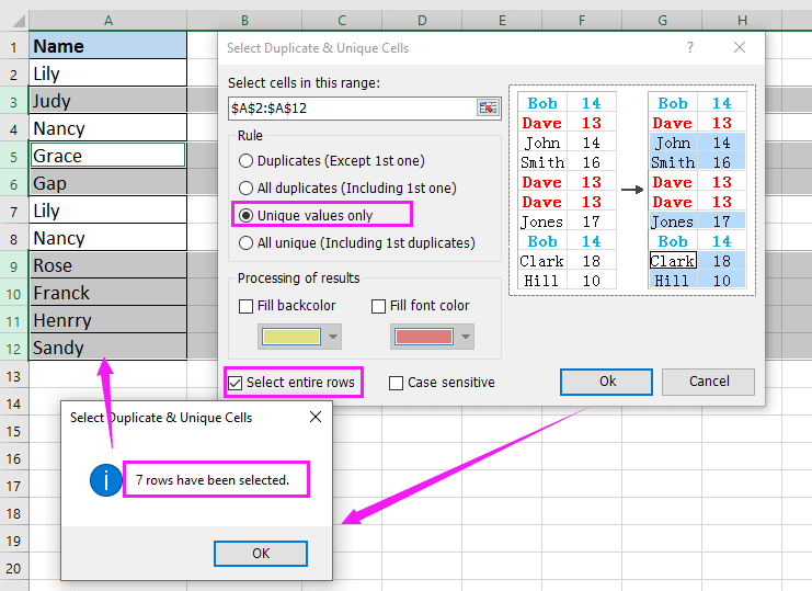 doc show only duplicate rows 11