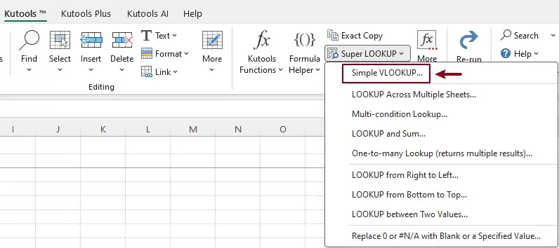 enable the simple vlookup feature
