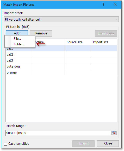 excel-tilføjelsesværktøj til import af billeder