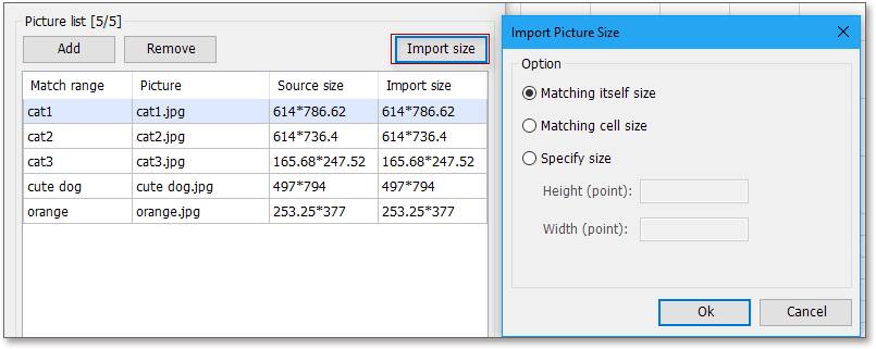 doc kutools se ujemajo s slikami za uvoz 4