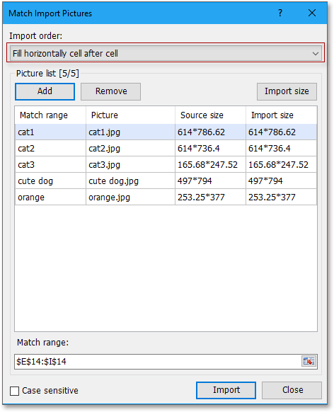 doc kutools coinciden con importar imágenes 7