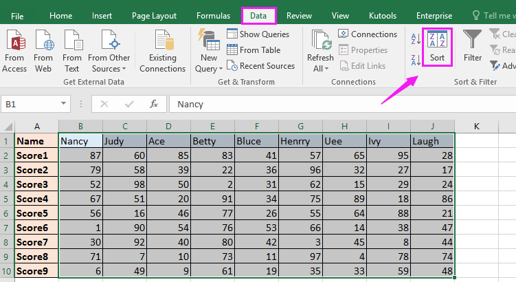 doc sort by column header 2