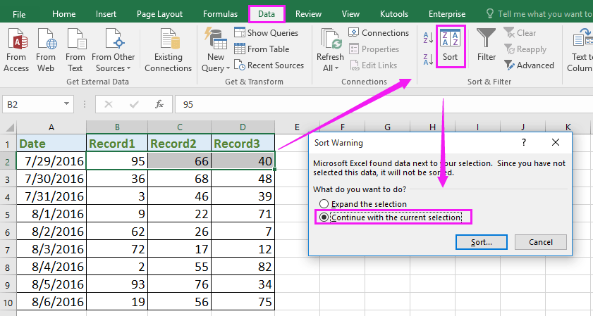 doc sort each row 2