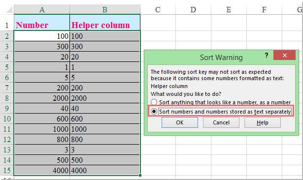 doc sort by first digit 5