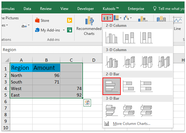 How to split a stacked bar chart in Excel?