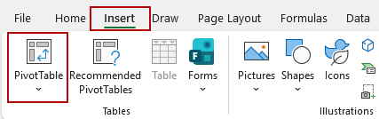 Click PivotTable