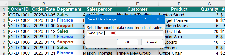 Select the complete source range