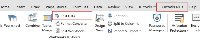 Select the data and open Split Data