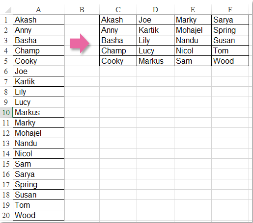 How To Split A Long List Into Equal Groups In Excel