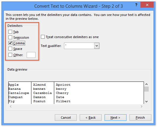 pasting into openoffice space separated data