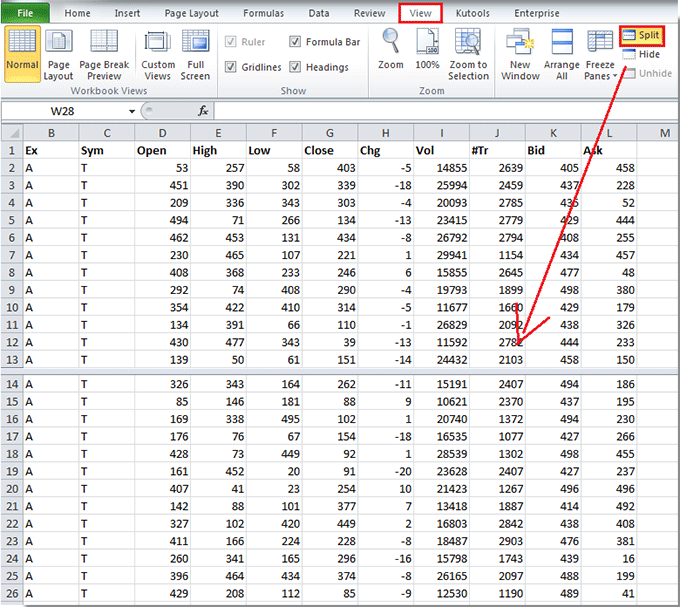 excel for mac remove split screen