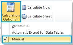 turn off excel automatic recalculation