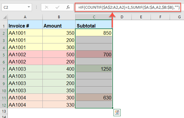 create multiple subtotals in excel