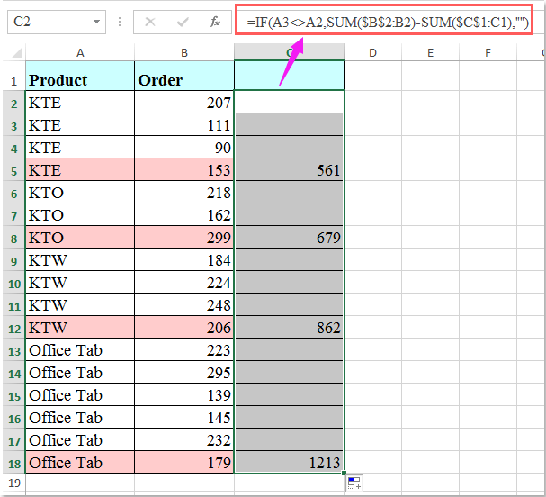 değer değiştiğinde doc sum 2