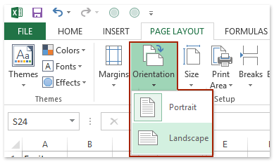 How to change orientation of worksheet or text in cells in Excel