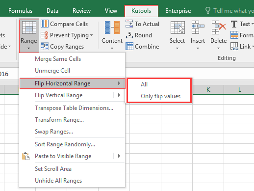 How to quickly transpose cells left to right in Excel?