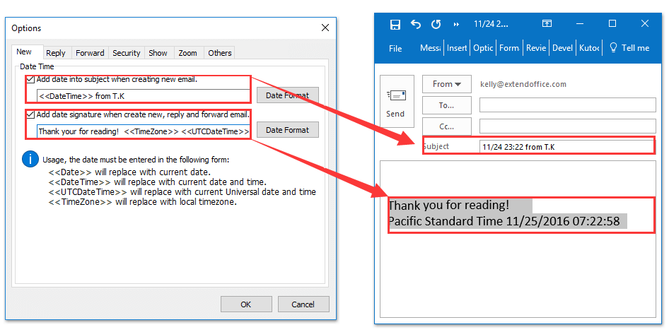 ad outlook auto add subject assinatura