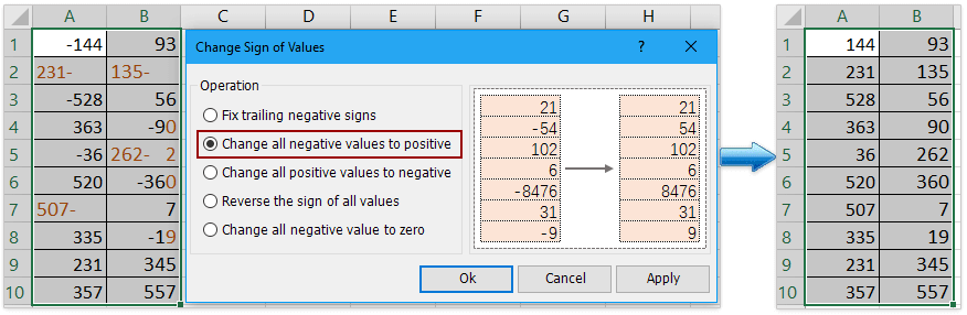 Hoe Verander Je Negatieve Getallen In Positief In Excel?