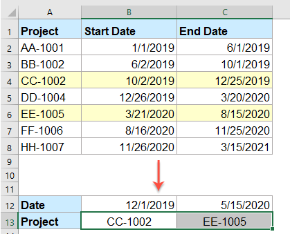 How To Vlookup Between Two Dates And Return Corresponding Value In Excel