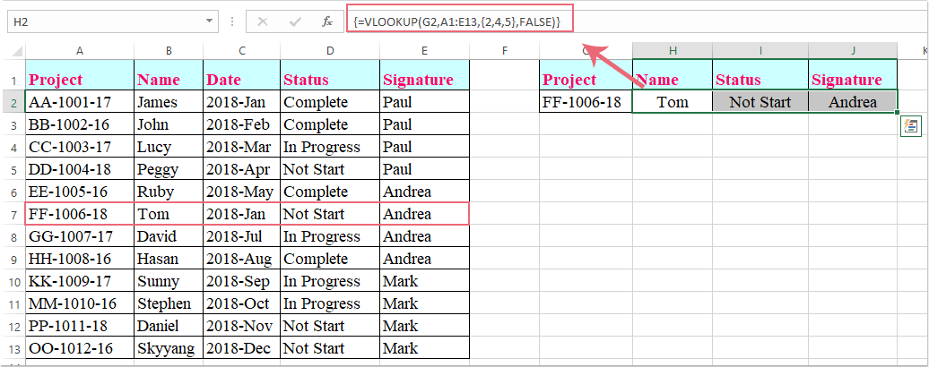 doc vlookup več stolpcev 3