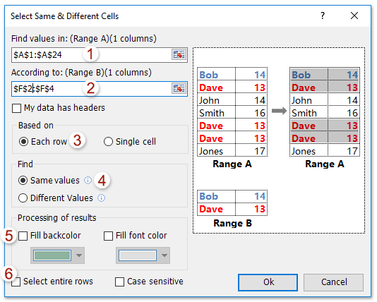 doc select same different cells 3464