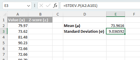 Calculate the Standard Deviation