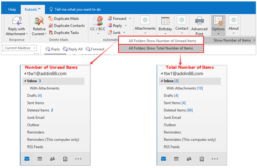 すべてのフォルダに合計数kto9.00が表示されます