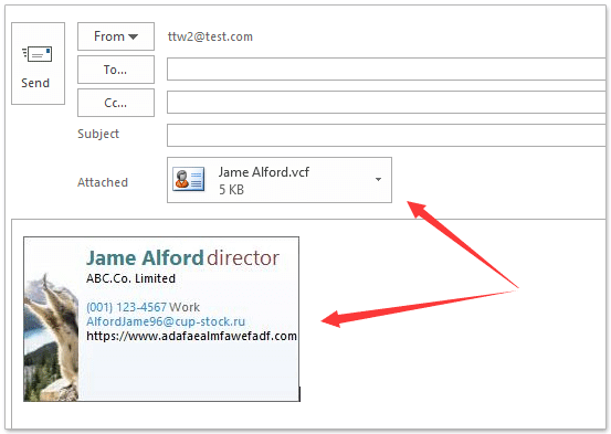 How to add business card to emails in Outlook?