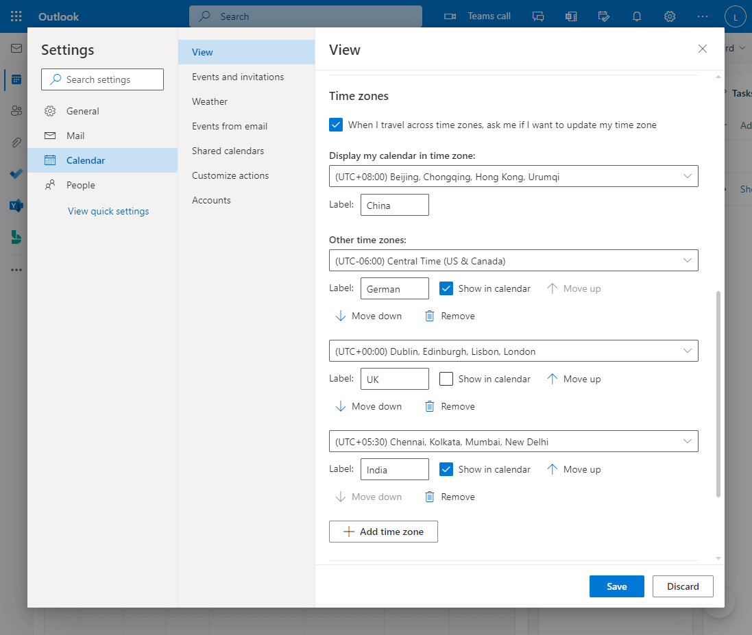 How To Add Multiple Time Zones In Outlook Calendar