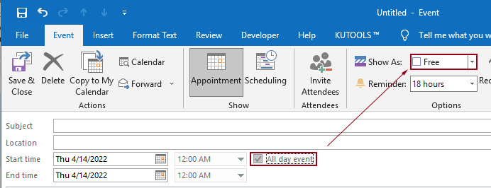 How To Change The All day Event Default To Busy In Outlook 