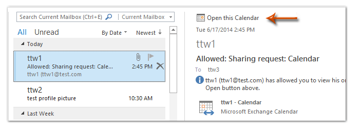 does outlook for mac 2016 send a sharing request