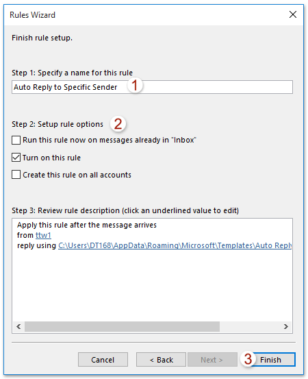 How to automatically reply to specific sender (email address) in Outlook?