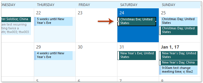 How to highlight all holidays in an Outlook calendar?