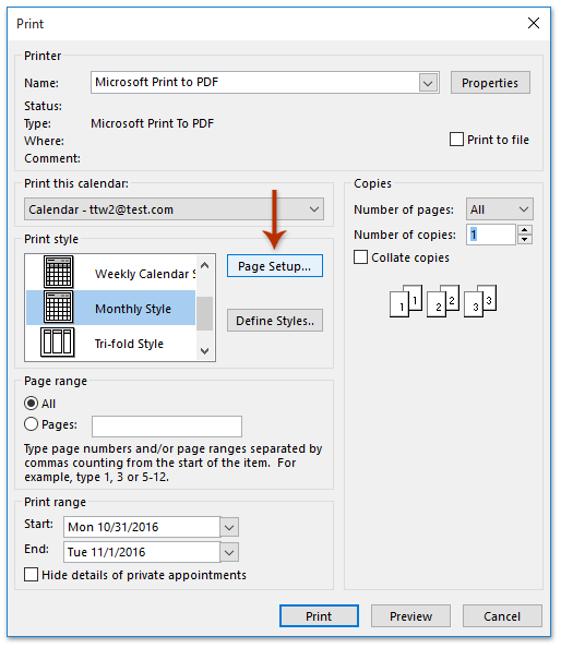 How To Print Calendar With Bigger smaller Font Size In Outlook 