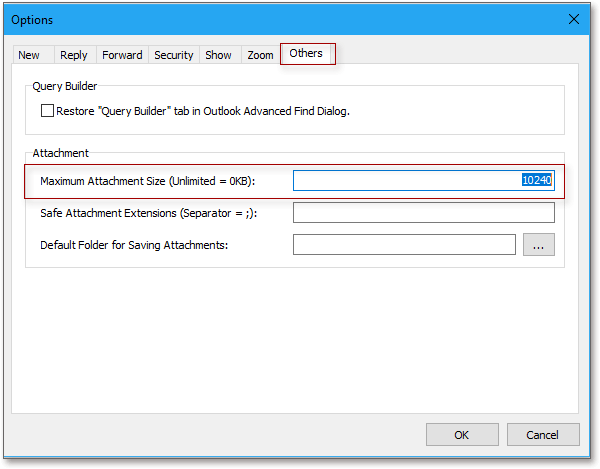 doc increase attachment size 5