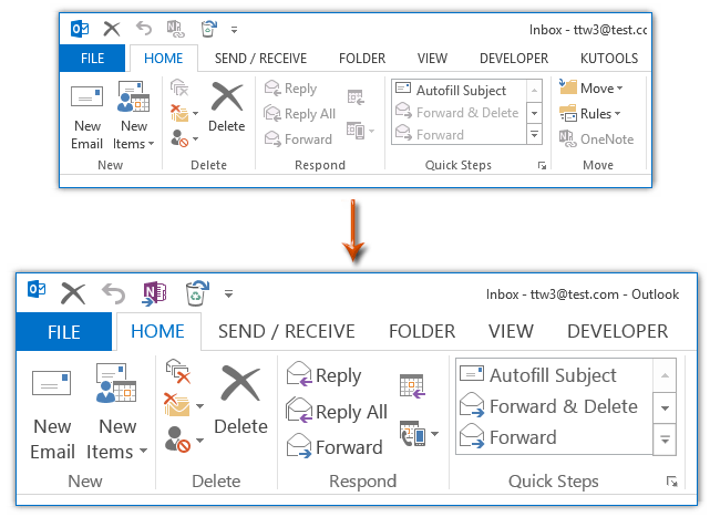 How to change Ribbon font size in Outlook in windows 7/8/10?