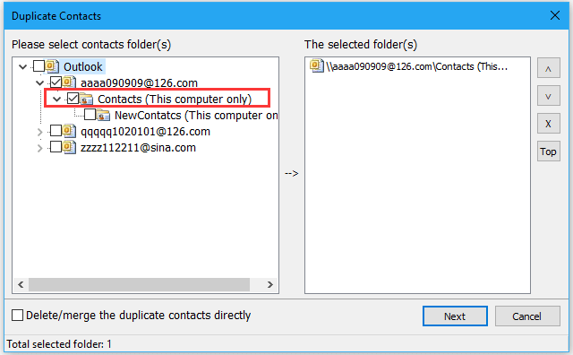 merge or delete duplicates in outlook