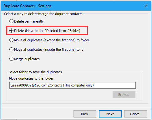 outlook 365 remove duplicate contacts