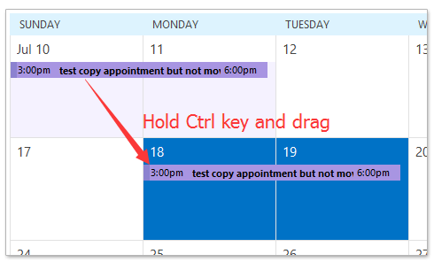 How to copy an appointment to another day in Outlook calendar?