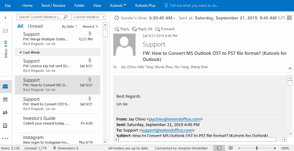 set outlook text size