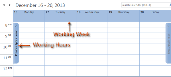 outlook for web mac set weeekday hours